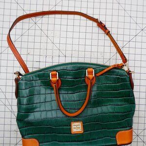 Dooney & Bourke Green Croc Embossed Leather Satchel/purse Shoulder Bag